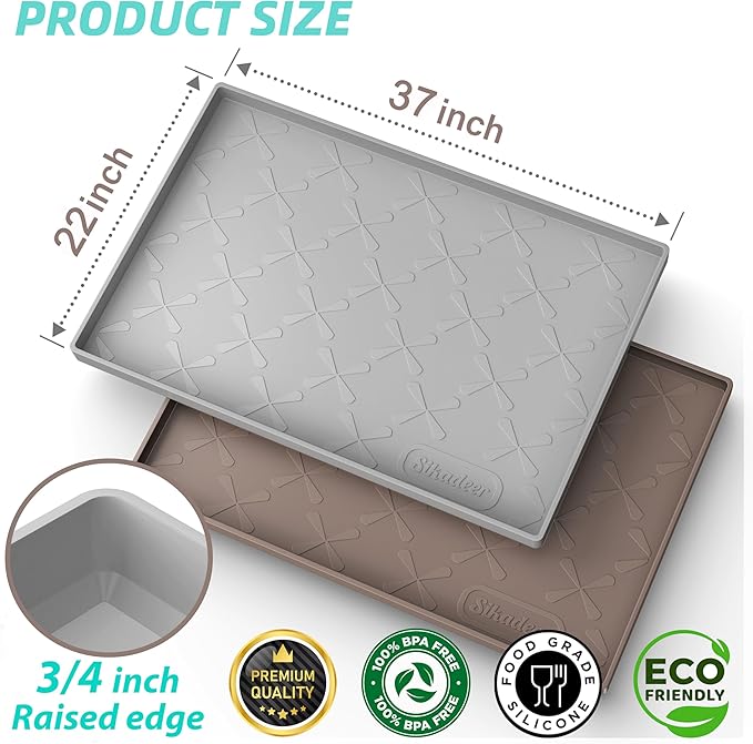 SIKADEER 37" x 22" Under Sink Mat Waterproof, Silicone Mat Kitchen Drawer Shelf and Cabinet Liner, Sink Protector for Bathroom Organizers and Storage, Boot Tray Pet Food Mats - Image 3