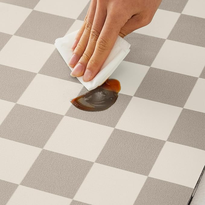 Ohocut Checkered Dish Drying Mat for Kitchen Counter, Coffee Bar Station Accessories, Retro Cute Aesthetic Modern Absorbent Drainer Mat Kitchen Drying Mat Easy Clean, Khaki 16" x 24" - Image 5