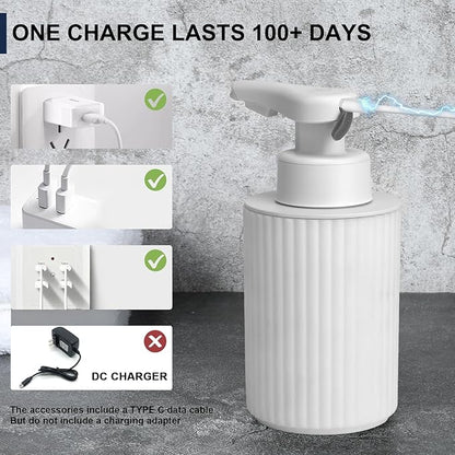 Automatic Soap Dispenser Foaming Touchless: 9oz White Plastic - Rechargeable Electric Smart Auto Foam Soap Dispenser - Hand Dish Bathroom Kitchen - Image 5