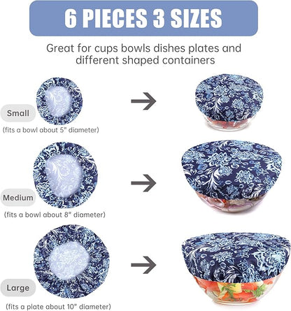 wegreeco Elastic Reusable Bowl Covers for Bread Proofing, Fabric Cloth Sourdough Bowl Covers for Proofing - Set of 6, Paisley
