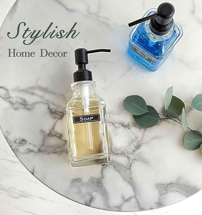 JASAI 2Pack Glass Soap Dispenser with Black Rust Proof Pump, Refillable Dish Soap Dispenser with for Kitchen and Bathroom. - Image 7