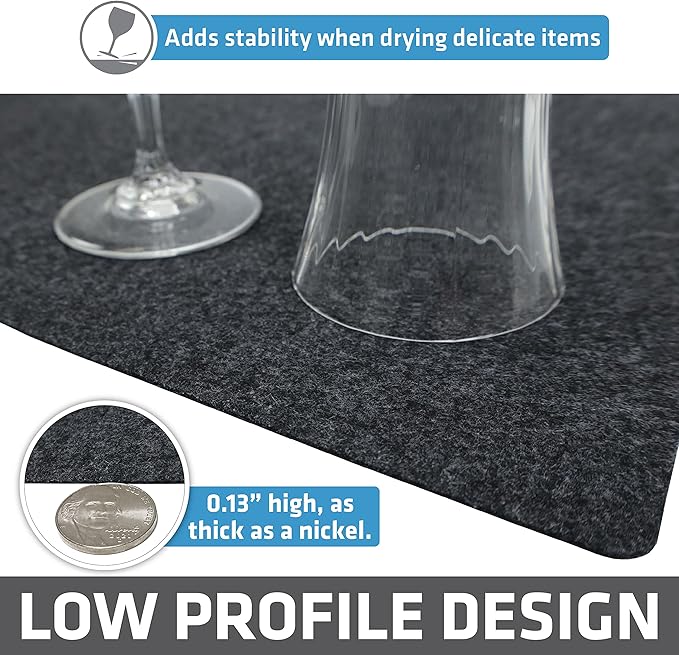 Drymate Jumbo XL Dish Drying Mat (19”x24”), Low-Profile, Super Absorbent, Quick Dry Fabric, Waterproof & Slip-Resistant, for Kitchen Counter, Trimmable, Easy to Clean (USA Made)(Charcoal) - Image 4