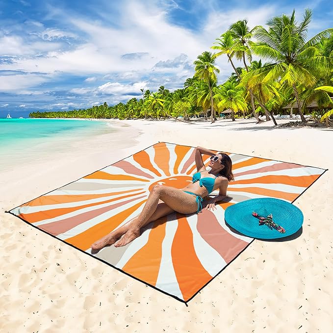 WIWIGO Beach Blanket Waterproof Sandproof Beach Mat 79" X 83"/10'x9'for 2-8 Adults Quick Drying Outdoor Picnic Mat Beach Accessories for Travel, Camping, Hiking - Image 5