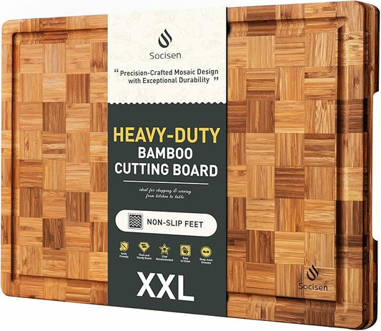 Extra Large Bamboo Cutting Board Non Slip Over Sink Kitchen 2025 First Apartment Essentials Wooden Cutting Board New Home Must Haves Accessories House Warming Decor Housewarming Hostess Host Gifts by Socisen