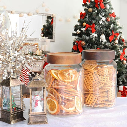 Airtight Glass Jars with Wooden Lid Round Spice Jar Clear Glass Food Storage Jar Canister with Screw Lid for Coffee Ground Bean Candy Pantry Sugar Tea Cookies Bath Salts (1200ml/40oz-1pack-A) - Image 6