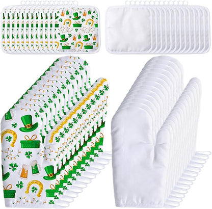 Patelai 50 Pieces Blank Sublimation Oven Mitts Set Include Blank Sublimation Heat Resistance Oven Gloves and Pot Holders for DIY Kitchen Dining Room Accessories