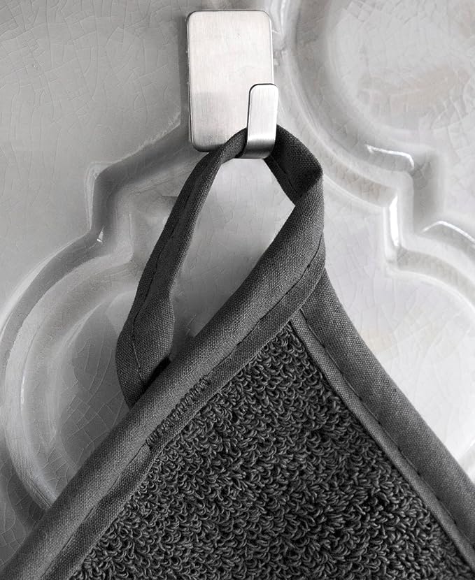 RITZ Terry Potholder & Hot Pad: Unparalleled Heat Resistant, Durable 100% Cotton – Ergonomically Designed for Optimal Grip – Easy-Care Machine Washable – 4-Pack, Titanium/Graphite - Image 3