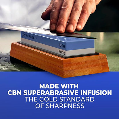 Sharp Pebble Premium Whetstone Knife Sharpening System – 1000/6000 Grit Whetstone Knife Sharpener & Honing Kit with Angle Guide & Non-Slip Bamboo Base – Guided Beginner Instructions - Image 3