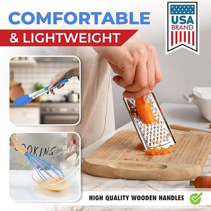 Kaluns 50 PCS Silicone Kitchen Utensils Set Complete Kitchen Set - 800°F Heat Resistant Non-Stick Premium Cooking Utensils W Wooden Handles - Can Opener, Masher, Turner, Silicone Spatula Set - Image 6