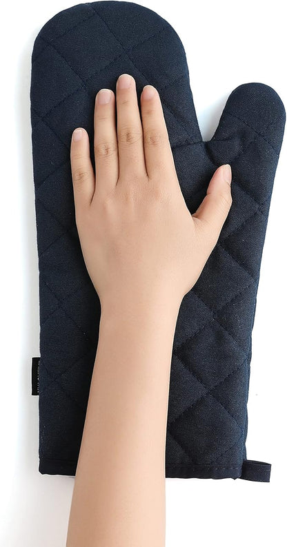 Oven Mitts and Pot Holders 4 pcs Set,High Heat Resistant 500 Degree Extra Thicken Long Kitchen Cotton Oven Glove for Cooking (12 Inch,Deep Blue) - Image 5