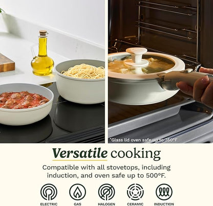 Cuisinart 13-Pc ClickSmart Nonstick Detachable Handle Ceramic Cookware, Pots and Pans Set, Stackable Space-Saving Design, Compatible with All Stovetops, Induction & Oven Safe, PURELYCERAMIC - Image 7