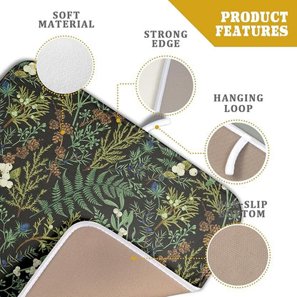 Green Plants Dish Drying Mat for Kitchen Counter Microfiber Absorbent Dish Draining Reusable Washable Foldable 16"x18" - Image 4