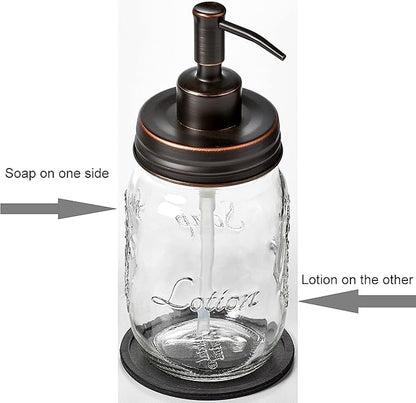 Mason Jar Soap and/or Lotion Dispenser for Hand Sanitizer, Liquid Soap or Hand/Body Lotion (Oil Rubbed Bronze, 2pk 16oz)