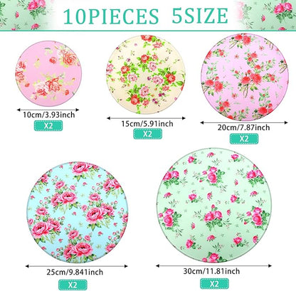 Patelai 10 Pcs Bowl Covers Reusable in 5 Size Stretch Cloth Fabric Elastic Food Storage Bowl Covers Bread Sourdough Lids for Proofing Food Fruits Leftover(Red, Pink, Green,Floral Style) - Image 2