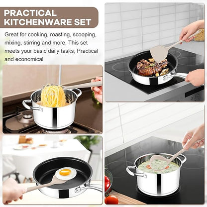 TeamFar 8 PCS Silicone Cooking Utensils - 446°F Heat Resistant Kitchen Silicon Utensils Set, Turner, Spatula, Spoon, Whisk, Kitchen Cooking Gadgets Tools for Nonstick Cookware, Dishwasher Safe-Khaki - Image 4