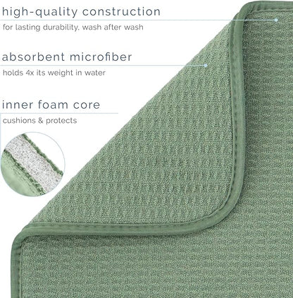 S&T INC. Dish Drying Mat, 16” x 18”, Absorbent Microfiber Kitchen Counter Mat, Dish Drying Pad for Dishes, Utensils, Pots and Pans, Large, Sage Green - Image 3