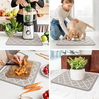 WISELIFE Dish Drying Mat Super Absorbent Drying Mat Large Dish Drying Mats for Kitchen Counter Easy Clean Dish Mat Kitchen Drying Mat15"x 18" Stylish Khaki - Image 6