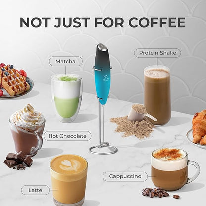 Zulay Kitchen Powerful Milk Frother Wand With 4 AA Duracell Batteries - Ultra Fast Handheld Drink Mixer - Electric Whisk Foam Maker for Coffee, Lattes, Cappuccino, Matcha & Creamer - Marine - Image 3