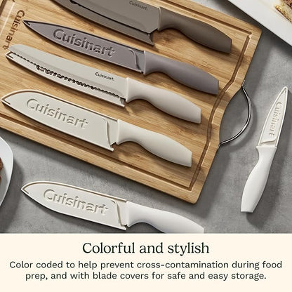 Cuisinart Advantage 12-Piece Kitchen Knife Set, Professional-Quality Nonstick Coated Stainless Steel Knives with Covers, Nonstick Color Coating for Easy Slicing, Ergonomic Handles, G1022-12P - Image 4