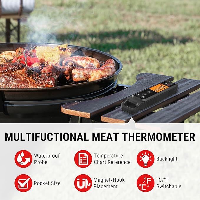 TempPro 2-in-1 Instant Read Thermometer for Cooking, Infrared Thermometer with Meat Probe, Non-Contact Laser Meat Thermometer for Griddle Grill Pizza Oven, Black (Previously ThermoPro) - Image 6