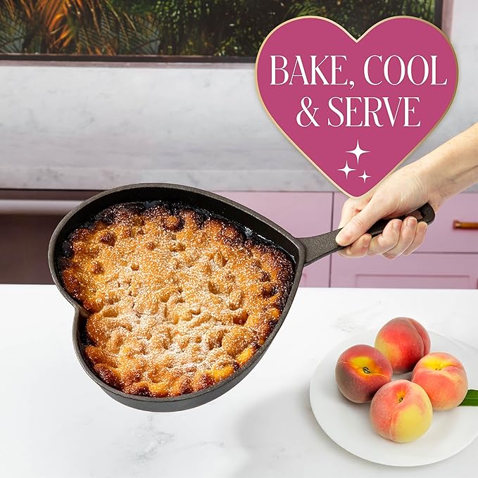 Paris Hilton Pre-Seasoned Cast Iron Heart Skillet Pan, Heavy-Duty Frying Pan for Cooking, Baking & Searing, Oven Safe, Stovetop Compatible, 10-Inch - Image 5