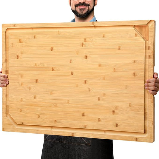 30 x 20 Extra Large Bamboo Cutting Board for Kitchen, Cutting Board Stove Top Cover, Butcher Block Chopping Board with Handle and Juice Groove, Large Charcuterie Board Over the Sink by HIWARE