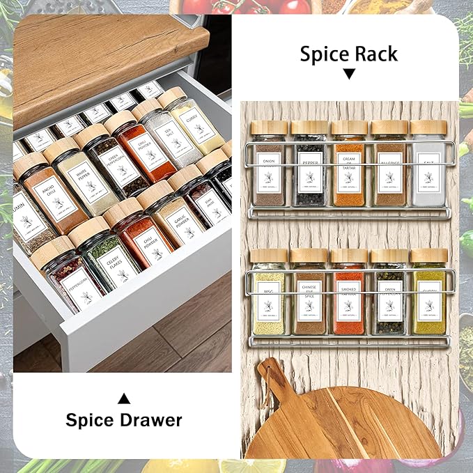 Aliggbent Spice Jars with Lable, 36 Pcs 4 oz Glass Spice Jars with Bamboo Lids, Spice Containers Bottles, Glass Seasoning Jars with Shaker Lids, Collapsible Funnel, for Spice Racks, Pantry,Cupboard - Image 5