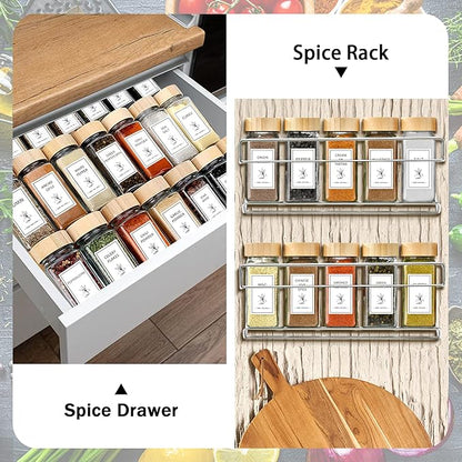 Aliggbent Spice Jars with Lable, 36 Pcs 4 oz Glass Spice Jars with Bamboo Lids, Spice Containers Bottles, Glass Seasoning Jars with Shaker Lids, Collapsible Funnel, for Spice Racks, Pantry,Cupboard - Image 5