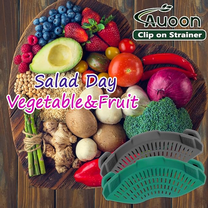 AUOON Clip On Strainer Silicone for All Pots and Pans, Pasta Strainer Clip on Food Strainer for Meat Vegetables Fruit Silicone Kitchen Colander (Sea Blue) - Image 5