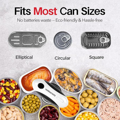 YARRAMATE Electric Can Opener, One Touch Rechargeable Automatic Can Openers for Kitchen Fits All Cans Sizes - Smooth Edge, Hands-Free for Seniors | With Storage Bag, Portable for Travel