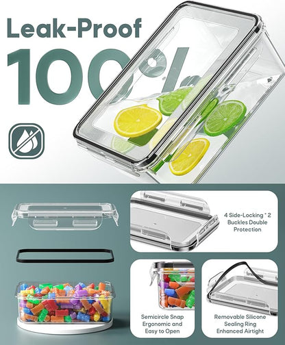 60 PCS Food Storage Containers with Lids Airtight, (30 Lids & 30 Containers) Leak proof Containers Set for Kitchen, Meal Prep, BPA-Free, PVC-Free Plastic, Microwave/Dishwasher Safe, Extra Labels & Pen - Image 3