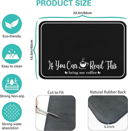 Coffee Bar Mat for Countertops 23inx15in,Absorbent Hide Stain Anti-Slip Cafe Bar Accessories Fit Under Coffee Machine Mat,Dish Drying mats for Kitchen Counter