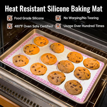 Silicone Macaron Baking Mat with 10 Recipes, Non Stick Silicone Mat for Pastry, Cookie, Macaron, Pizza,Bread, Surdough,Fondant, Extra Large and Dishwasher Safe - Image 6
