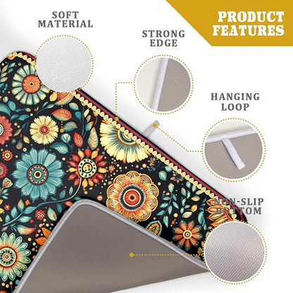 Boho Floral Dish Drying Mat for Kitchen Counter Absorbent Microfiber Flowers Drying Pad 18 X 24 In - Image 4