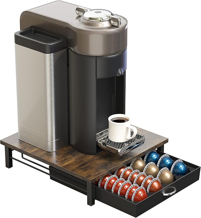 DecoBrothers Vertuo Pod Holder Drawer, 24 Large or 48 Small Nespresso Capsule Organizer, Rustic Brown - Image 6