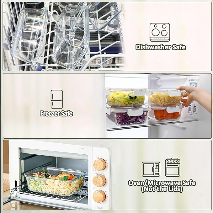 [8-Pack,30 oz]Glass Meal Prep Containers,MCIRCO Glass Food Storage Containers,Airtight lunch Containers with Lids, Microwave, Oven, Freezer and Dishwasher, White - Image 5