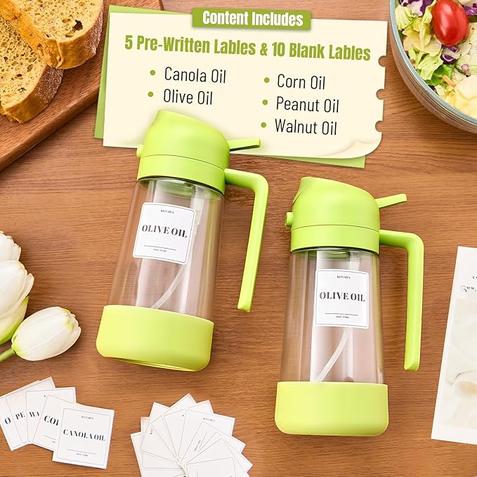 PARACITY 2 in 1 Oil Dipenser Bottle with Silicone Bottom (Green-2PCS) - Image 5