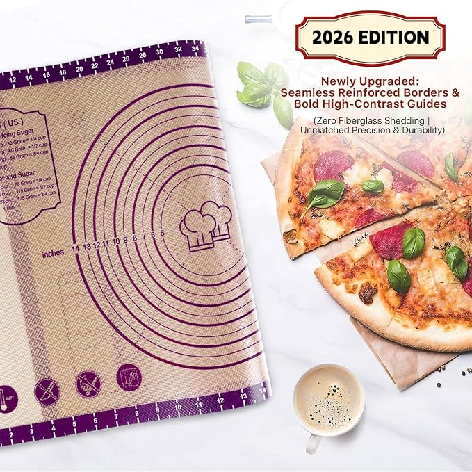 Baking Mat, 26" x 16" Silicone Extra Large Non Stick Baking Sheet Mat with Measurement Non-slip Dough Rolling Mat,Reusable Food Grade Silicone Counter Mat for Making Cookies,Macarons,Bread and Pastry - Image 2