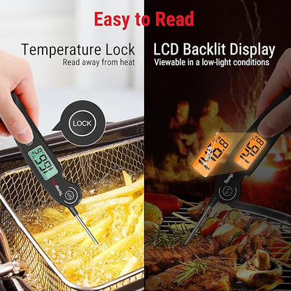 ThermoPro TP605 Instant Read Meat Thermometer for Cooking, Waterproof Digital Food Thermometer with Large Backlit LCD, 180° Foldaway Probe Kitchen Thermometer for Grilling, Smoking & Candy Making - Image 5