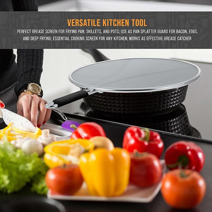 U.S. Kitchen Supply Stainless Steel Splatter Guard 13" Fine Mesh Cover, Grease & Oil, Splatter Screen for Frying Pan, Cooking Pots, with Resting Feet & Comfort Grip Handle - Image 6