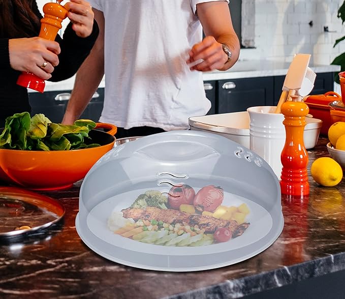 Microwave Cover for Food 2PCS Microwave Splatter Cover Large Microwave Plate Food Cover With Easy Grip Handle Anti-Splatter Lid With Enlarge Steam Vents,11.5 Inch,BPA Free & Dishwasher Safe 2-PCS - Image 6