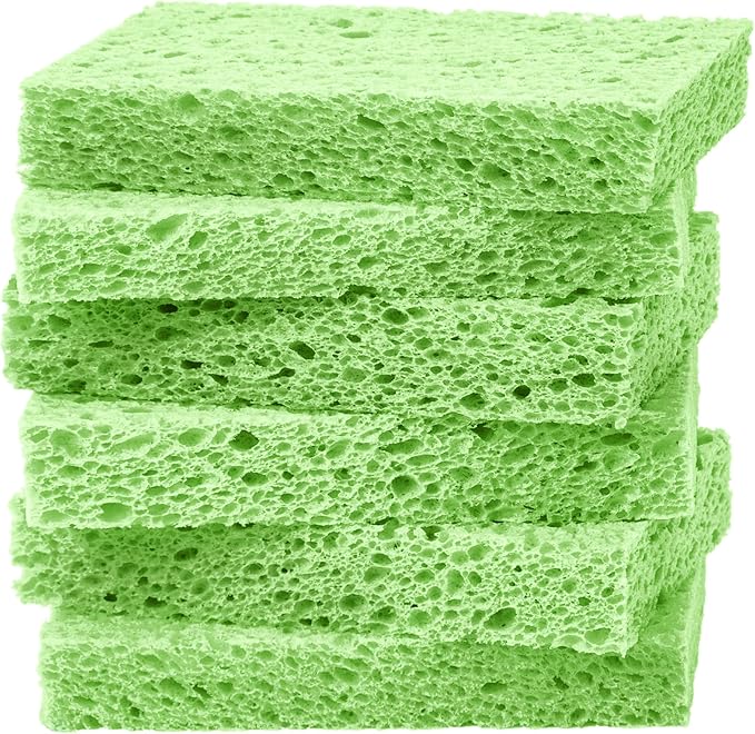ARCLIBER Cellulose Sponges, Heavy Duty Scrub Kitchen Sponge, Clean Tough Messes Without Scratching, Pop Up Eco Sponges DIY Green (6 Pack), TBWS-10006-Gr by ARCLIBER