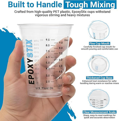 [50 Pack] NEW SIZE 12oz Graduated Mixing Cups - Durable PET, Clear Measurement Markings in oz, mL and cups - For Resin, Paint, Mixing and Crafts - Image 3