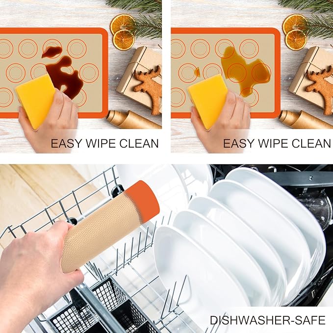 Silicone Baking Mat Set, Reusable Baking Mat, Non-Stick, Food Safe Silicone Mats for Baking, Oven Baking Sheet for Making Cookies, Macaroons, Bread - Image 6