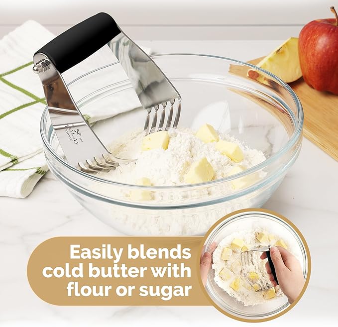Zulay Kitchen Large 4-Inch Dough Blender Top Professional - Stainless Steel Pastry Cutter, Heavy Duty Dough Cutter With Blades, Pastry Blender And Butter Cutter - Pastry Cutter For Baking (Black) - Image 7