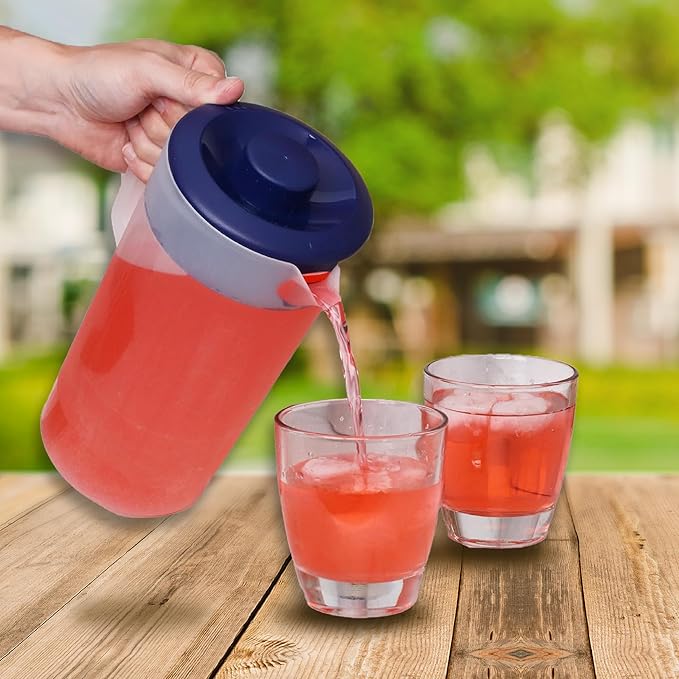 Water Pitcher with Lid 1 Gallon Pitcher, Freezer/Dishwasher Safe, BPA Free & Phthalate Free - Navy - Image 8