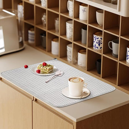 3 Pcs XXL Dish Drying Mat,Absorbent Microfiber Dishes Drainer Mats,Large Size 24×17" Pads for Kitchen Counter,Coffee,Rack,Under Sink,Light Gray - Image 6