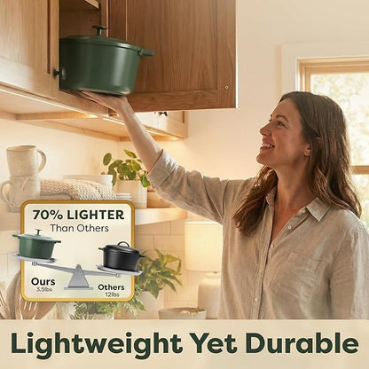 Gotham Steel 5 Qt Lightweight Dutch Oven Pot with Lid & Holders, Ceramic Non Toxic, Oven Safe & Even Heat Retaining Dutch Oven for Bread Baking Sourdough, Soup, Casserole, 70% Lighter than Cast Iron - Image 2