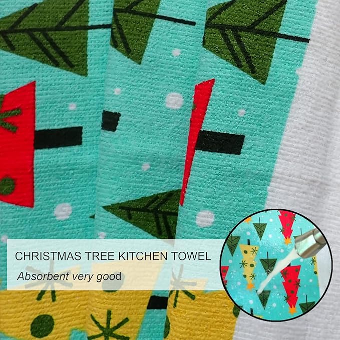 Oven Mitts and Potholders Dish Towles Set 100% Cotton for Perfect for Gifting, Baking and Everyday Cooking Durable Heat Resistant for Kitchen (5-Piece Christmas Tree) - Image 4