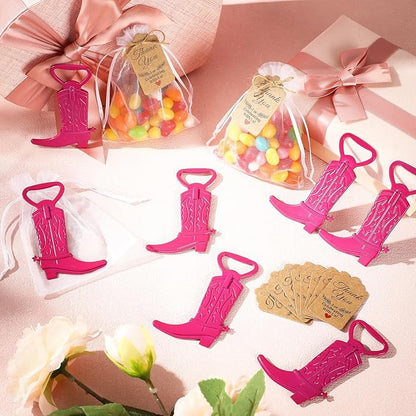 Meanplan 99 Pcs Cowboy Boot Bottle Opener Set Cowgirl Western Derby Wedding Party Favor Includes Cowboy Beer Bottle Opener Organza Bag Thank You Tag and Jute Rope for Guest Wedding Party Baby Shower - Image 5